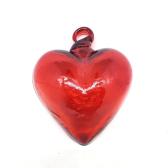 Red 3.5 inch Medium Hanging Glass Hearts (set of 6)